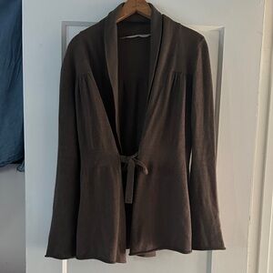 Athleta Brown Tie-Front Cardigan Blazer